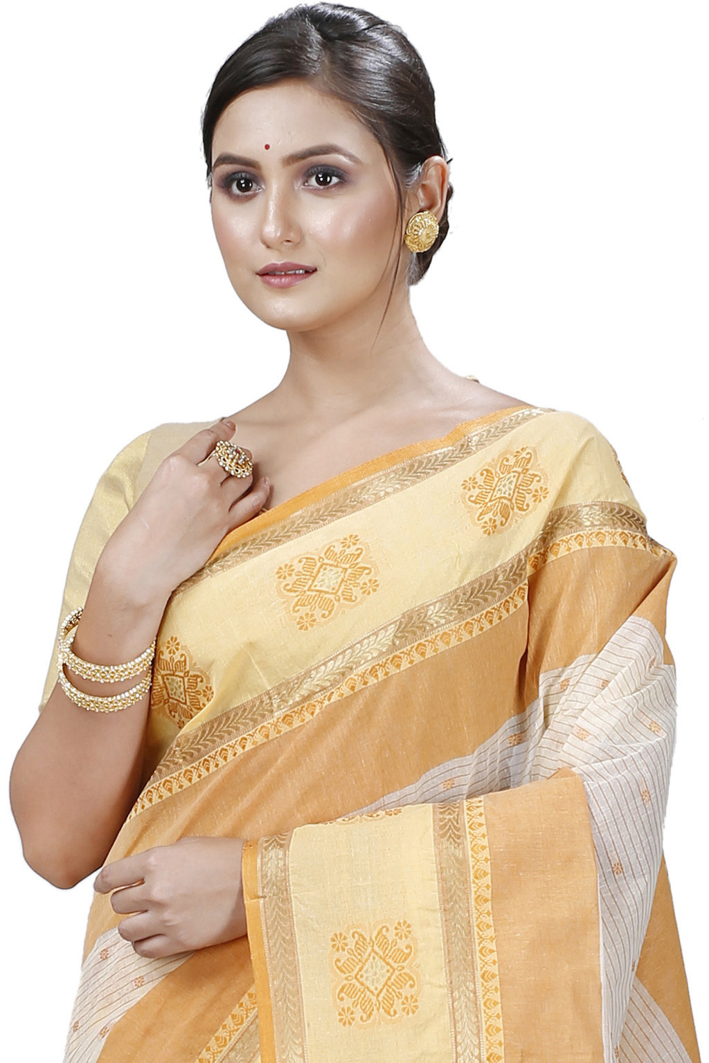 Yellow Pure Cotton Uma Tant Saree (1144)